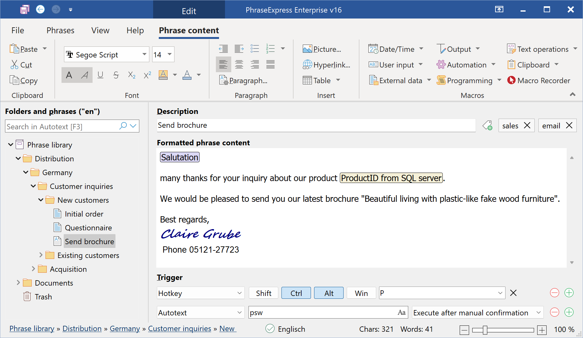 Click to view PhraseExpress Autotext - USB Edition 8.0.152 screenshot
