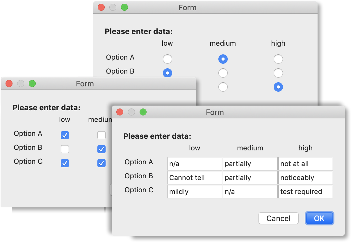 Forms now support grid input controls